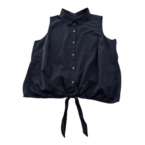 J. Jill Tops - J Jill Linen‎ Blue Button Down Sheer Tie Elastic Waist Blouse Size 1X